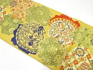 動物・花更紗模様織り出し　袋帯